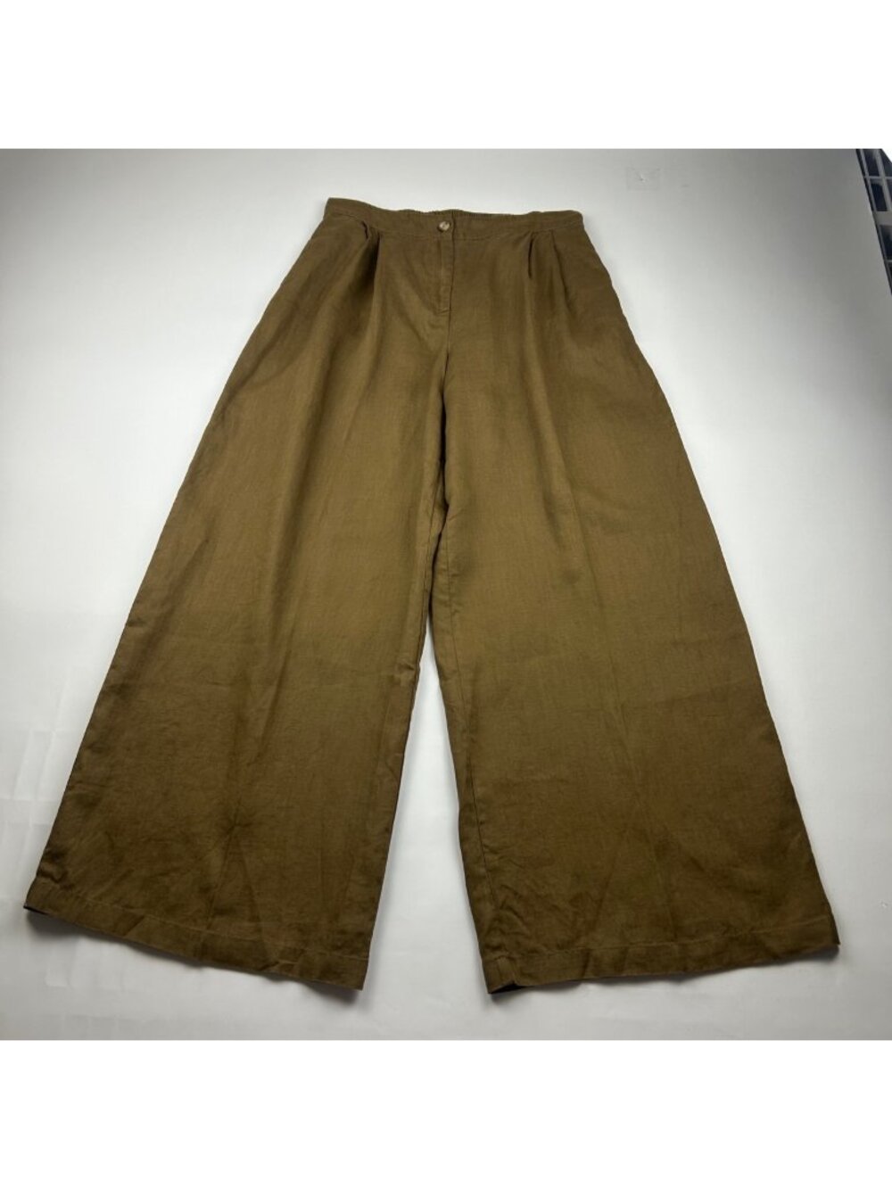 Magaschoni Brown Linen Wide Leg Summer Trouser Pant M